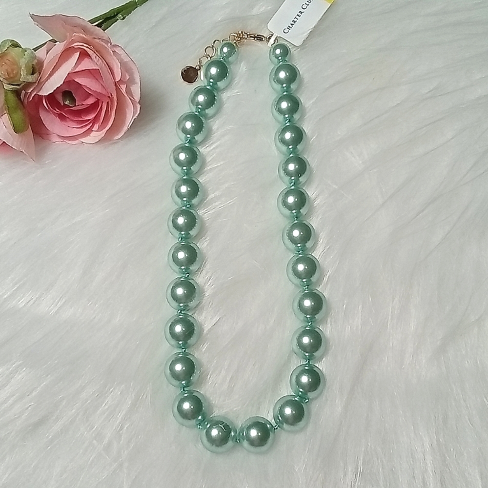 🤍New Aqua Faux Pearl Necklace🤍